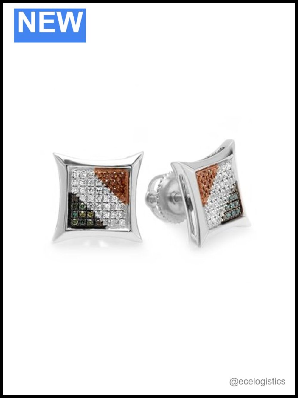 Sterling Silver Diamond Stud Earrings